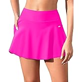 Women's Tummy Control Swim Skirt - High Waisted Swim Skort with Zipper Pockets Swim Bottoms with Built-in Shorts 2025