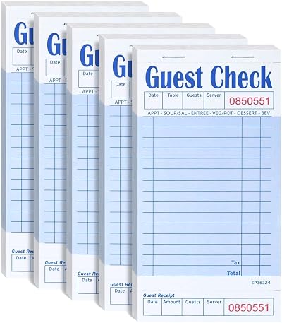 DGBDPACK Guest Check Pads 5pk Server Note Pads 250 Orders Blue 6.75x3.5