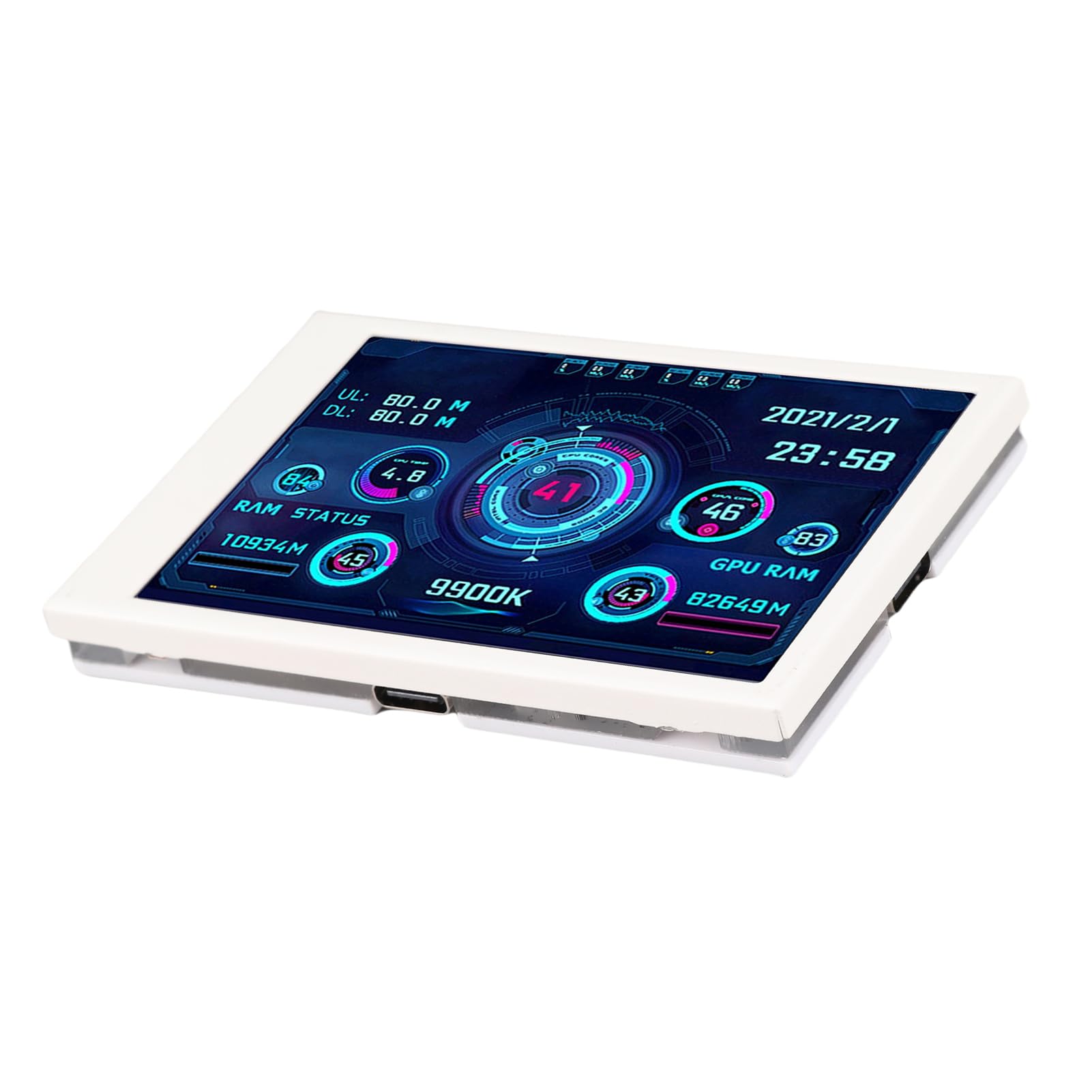 Annadue 3.5 Inch IPS USB Mini Screen, Computer Temp Monitor, PC CPU RAM HDD Data Monitor, PC Sensor Panel Display, Type C Sub Screen (White)