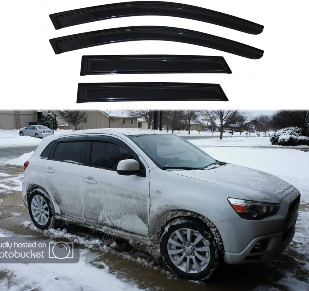 Riseking Out-Channel 4pcs fit 2011-2015 Mitsubishi Outlander Sport (Outlander Spor NOT Outlander Models) Qty(4) Sun Rain Guard Vent Shade Door Side Window Wind Deflectors Window Visors