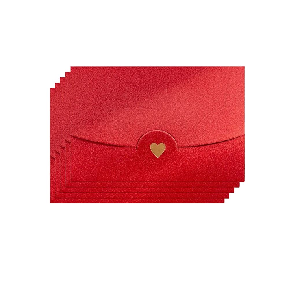 Mini Envelopes, 50 Pieces Mini Gift Card Envelopes, Red Mini Envelope, with Heart Clasp, for Invitations, Postcard,Wedding, DIY Gift Cards, Christmas Valentine's Day(Red)