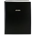 BookFactory Log Book/Multipurpose Log Book - 96 Pages 8'' x 10'' Black Cover Section Sewn Hardbound (LOG-096-SRS-A-LKT2)