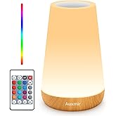 Auxmir LED Night Light Bedside Lamp Touch and Remote Control Dimmable Tabletop 13 RGB Colors Changing 5 Brightness Adjustable Rechargeable Portable Lamp for Baby Kids Nursery Bedroom Bathroom Camping