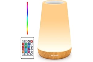 Auxmir LED Night Light Bedside Lamp Touch and Remote Control Dimmable Tabletop 13 RGB Colors Changing 5 Brightness Adjustable Rechargeable Portable Lamp for Baby Kids Nursery Bedroom Bathroom Camping