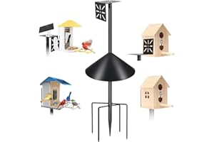 PROERR Smart Bird Feeder Pole with Squirrel Baffle & Bath-Heavy Duty Adjustable 3-6.6ft Universal Stand Mount for Backyard&Outdoor Bird Houses/Cameras (80" Pole-Baffle)