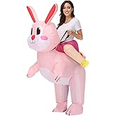 AICHLO Easter Inflatable Costume Bunny Costume Suspenders Rabbit Blow Up Suit for Adults