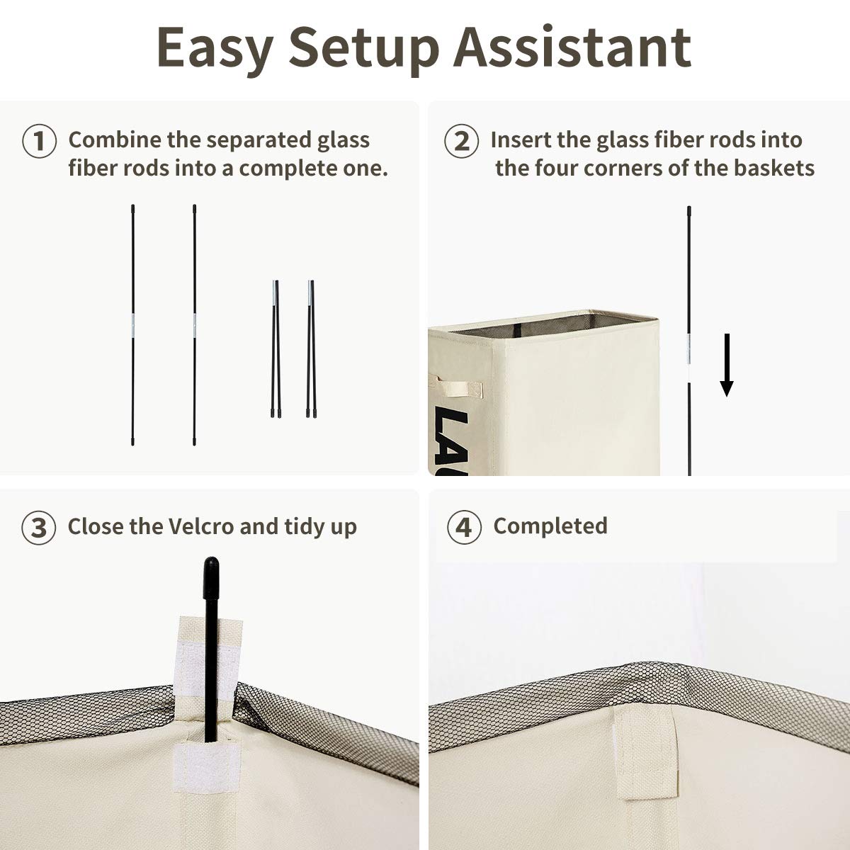 WOWLIVE Slim Laundry Basket Hamper on Wheels Collapsible Rolling Foldable Laundry Bin 44L（Beige）