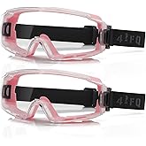 4-FQ Anti Fog Safety Goggles Over Glasses, ANSI Z87.1 Certified Eye Protection for Chemistry Lab Work & Industrial Use - Wide Vision Clear Lens - Extreme Impact Resistance - Adjustable Strap (2 Pack)