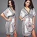 Wander Agio Womens Lace Short Sleeves Princess Dress Printing Beach Cover-up White,One Size