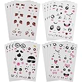 Bluecell 16pcs Cute Cartoon Face Expression Stickers with Eyes Nose Mouth Creative Stationery Sticker for Books Cup Water Bot