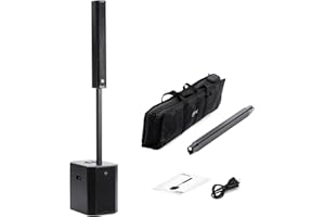 EXOTON EXOTON S-1203 Portable Line Array Column PA/DJ System with 12" Powered Subwoofer, 2000W Professional and Compact Sound System, Bluetooth, DSP, Carry Bag（Wood subwoofer）