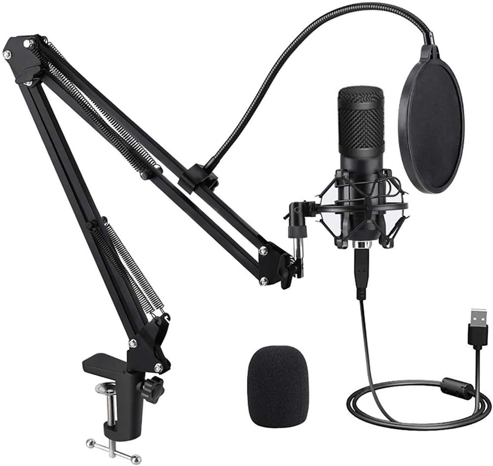 USB Microphone for Computer, Professional Condensor Microphone Kit Zero Latency 192KHZ/24Bit Plug & Play PC Streaming Mic, Studio Cardioid Mic for Recording Gaming Podcasting