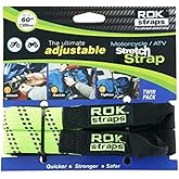 ROK Strap Adjustable Motorcycle Stretch 18"-60" 2-Pk - Lime Green