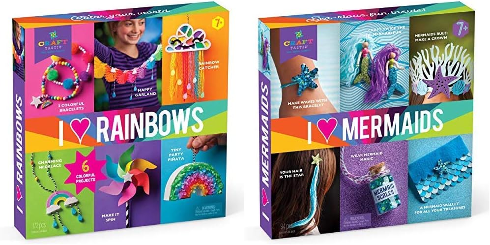 Craft Tastic Ai I Love Rainbows Craft Kit Ai Make 6 Colorful Arts Crafts Projects Ai I Love Mermaids Kit Ai Craft Kit Includes 6 Mermaid Themed Projects Arts Crafts Sewing