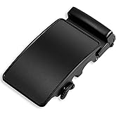 QfwdfcTrenz 35mm Ratchet Belt Buckle Only for 1 3/8 Slide Belt Strap Automatic Leather Belts Buckle Replacement, Black