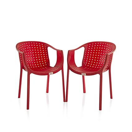 Varmora Designer Chair Set of 2 (Ola Netted - Red)