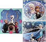 Frozen Princesses Anna & Elsa + Olaf, Kristoff, Sven - 48 Piece Puzzles (Set of 3 Puzzles)