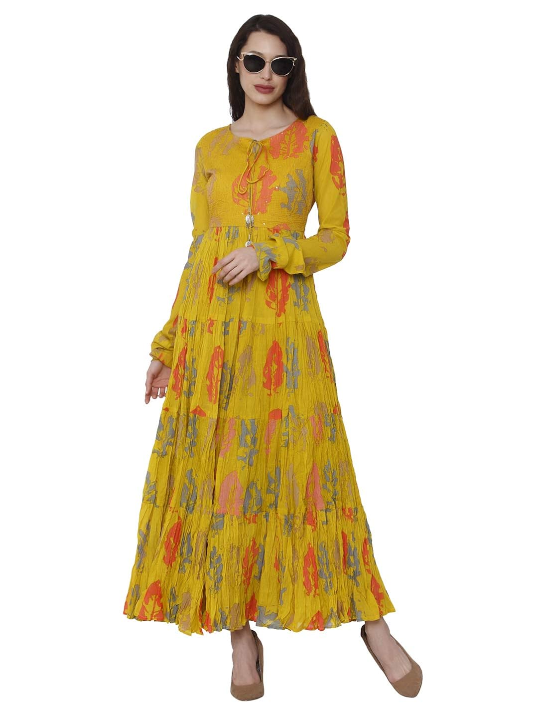 yellow full sleeve dress