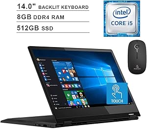2020 Lenovo Flex 14 Inch FHD 1080P Touchscreen 2-in-1 Laptop| Intel Core i5-8265U up to 3.9GHz| 8GB RAM| 512GB SSD| MX230 2GB| Backlit KB| FP Reader| Win10 + NexiGo Wireless Mouse Bundle