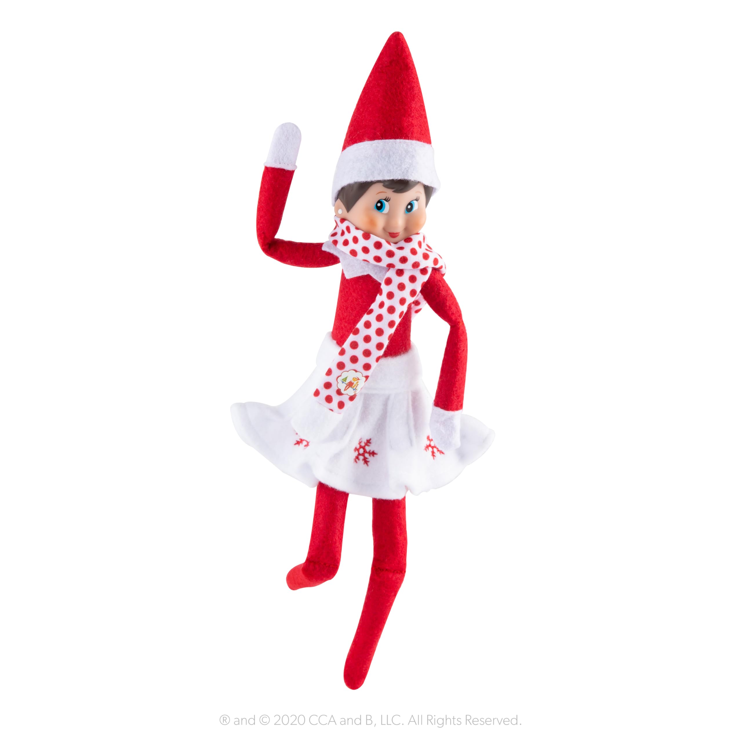The Elf on the Shelf Claus Couture Collection Snowflake Skirt & Scarf – Red and White Holiday Outfit for Scout Elves – Festive Elf Clothes Accessory – Scout Elf Not Included