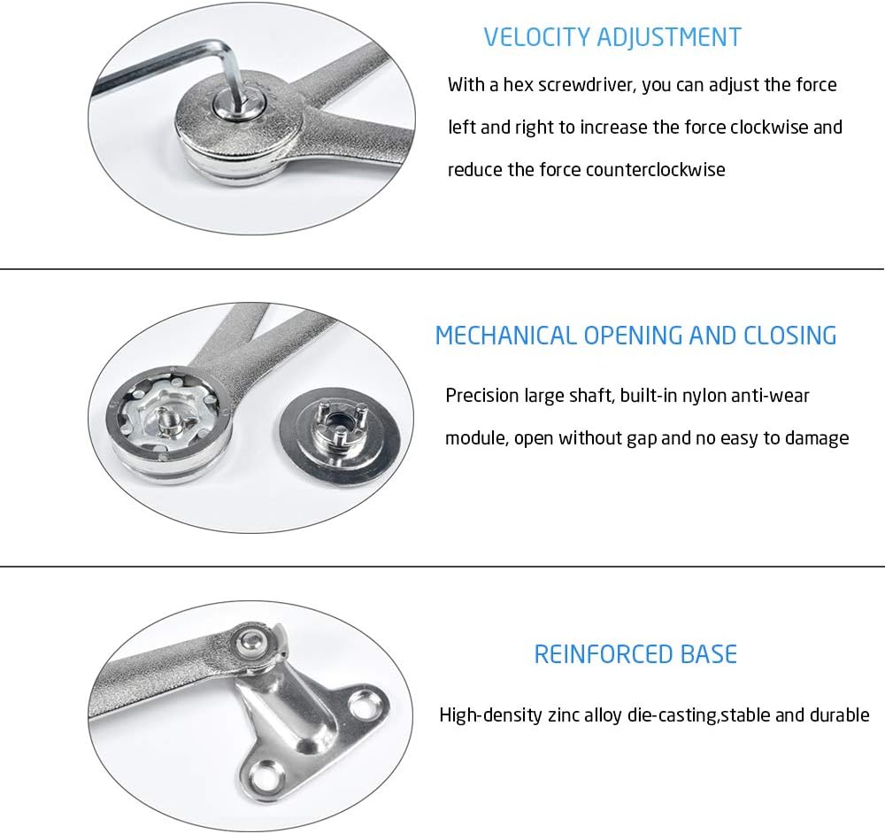 STARVAST 2 x 18kg Soft Close Hinges Adjustable Opening Hold for Boot Lid Cabinet - Image 5