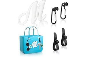 OUDIZZ 4Pcs Hooks & Letter Charm Compatible with Bogg Bags, Insert Charm Carabiner Keychain to Organize Keys, Bogg Bag Accessories