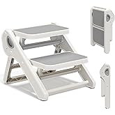 Foldable Toddler Step Stool for Bathroom Sink - 2-Step Kids Stool for Potty Training, Kitchen Counter & Bedroom, Sturdy Non-Slip Child Safety Stool Helper