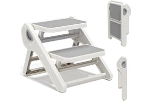 MOREFEEL Foldable Toddler Step Stool for Bathroom Sink - 2-Step Kids Stool for Potty Training, Kitchen Counter & Bedroom, Sturdy Non-Slip Child Safety Stool Helper