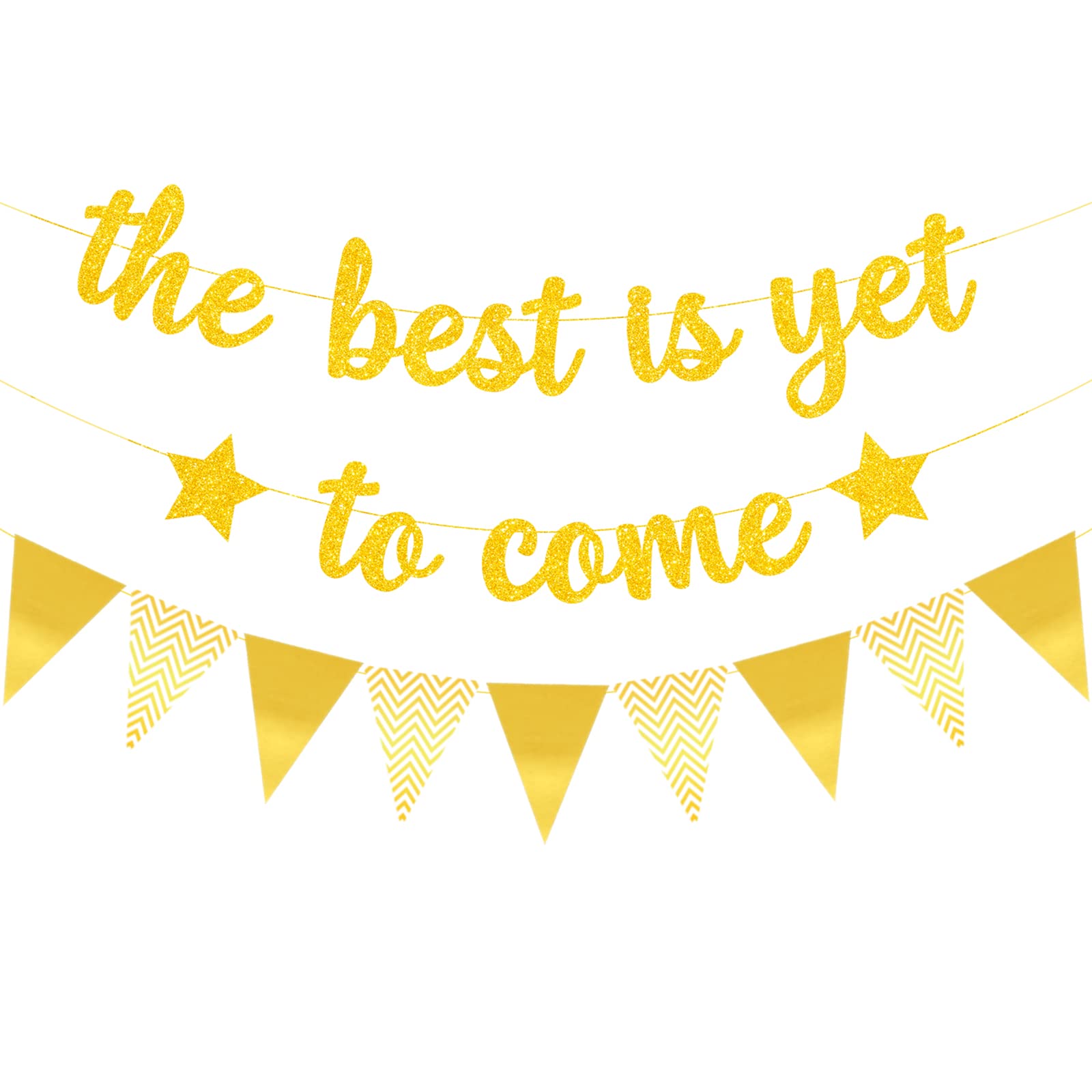 Elicola The Best Is Yet To Come Banner with Triangle Bunting Gold Decorations 2023 Banner for Retirement Graduation Engagement New Home Leaving Party Decorations