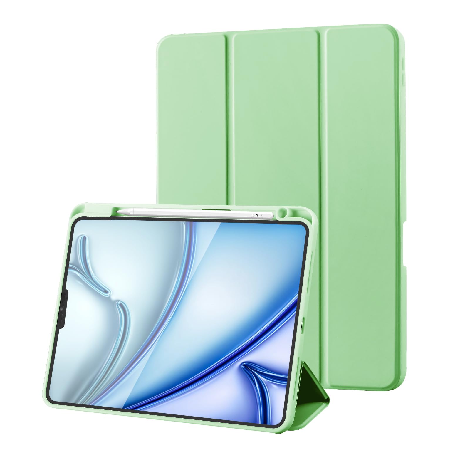 Case for iPad Pro 11 2022/2021/2020/2018 (4th /3rd /2nd /1st Generation) Case with Pencil Holder, Trifold Slim Protective Cover with Soft TPU, Auto Wake/Sleep, Matcha Green — image 1