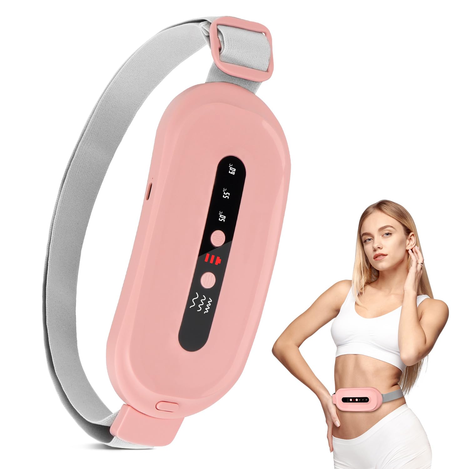 OWill Menstrual Heating Pad，Electric Period Heat Pad with 3 Heat Levels and Vibration Massage Modes Portable Period Pain Relief for Menstrual Belly Back Women Girls Gifts