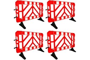 Reflective Safety Barricade - Red, 5ft Plastic Mobile Safety Barrier, 1.5 Meter Construction Safety Fence, Crowd Control Barr