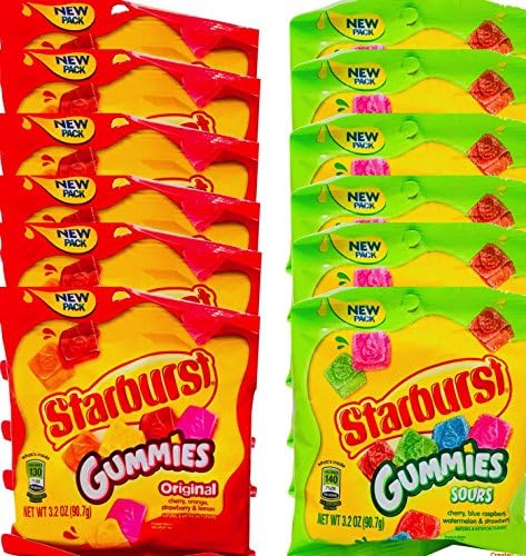 NEW Starburst Gummies Original/Sour Theater Snack Sized Candies Net Wt 3Oz (12)