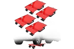 Car Dolly Set of 4, 8000 Lbs Capacity Heavy Duty Wheel Dolly Car with Tow Hooks, Thickened Handles, Car Rollers for Moving Ca