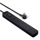 �鶹�� Basics 6-Outlet, 790 Joule Surge Protector Power Strip, 6ft, Black