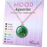 Temperature Sensing Color Changing Mood Pendant Necklace 12 Constellation Zodiac Necklace with Message Card for Women Astrology Horoscope Jewelry Birthday Gifts
