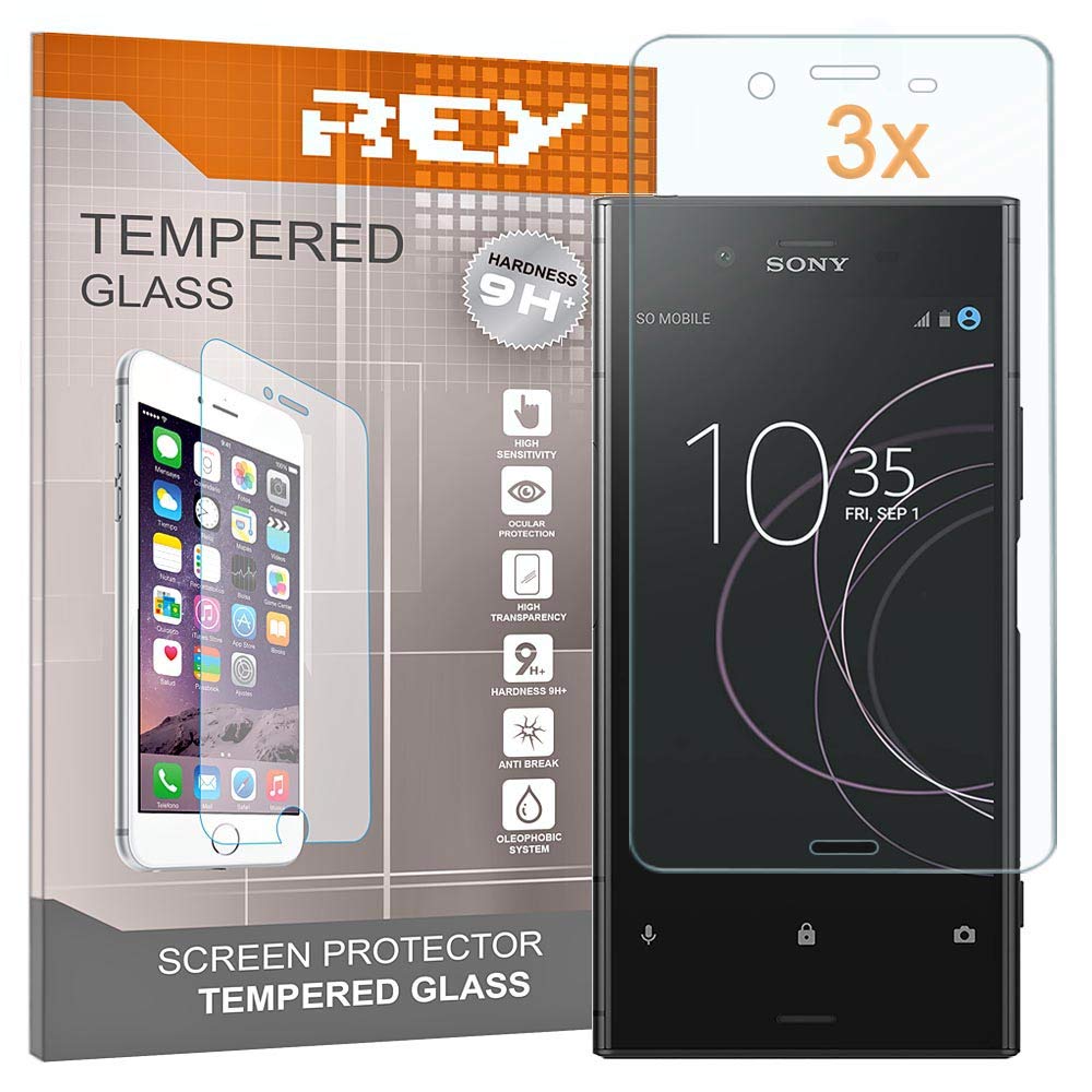 REY Screen Protector for SONY XPERIA XZ PREMIUM, Tempered Glass Film, Premium quality, [Pack 3x]