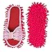 LEMNUY Dust Mop Slippers for Women, Microfiber Chenille Woman Shoes Covers Washable, House Kitchen Hardwood Floor Multi Surface Polishing Cleaning Dirt and Hair, Pink, Large Size 8.0-11.0, 1 Pair