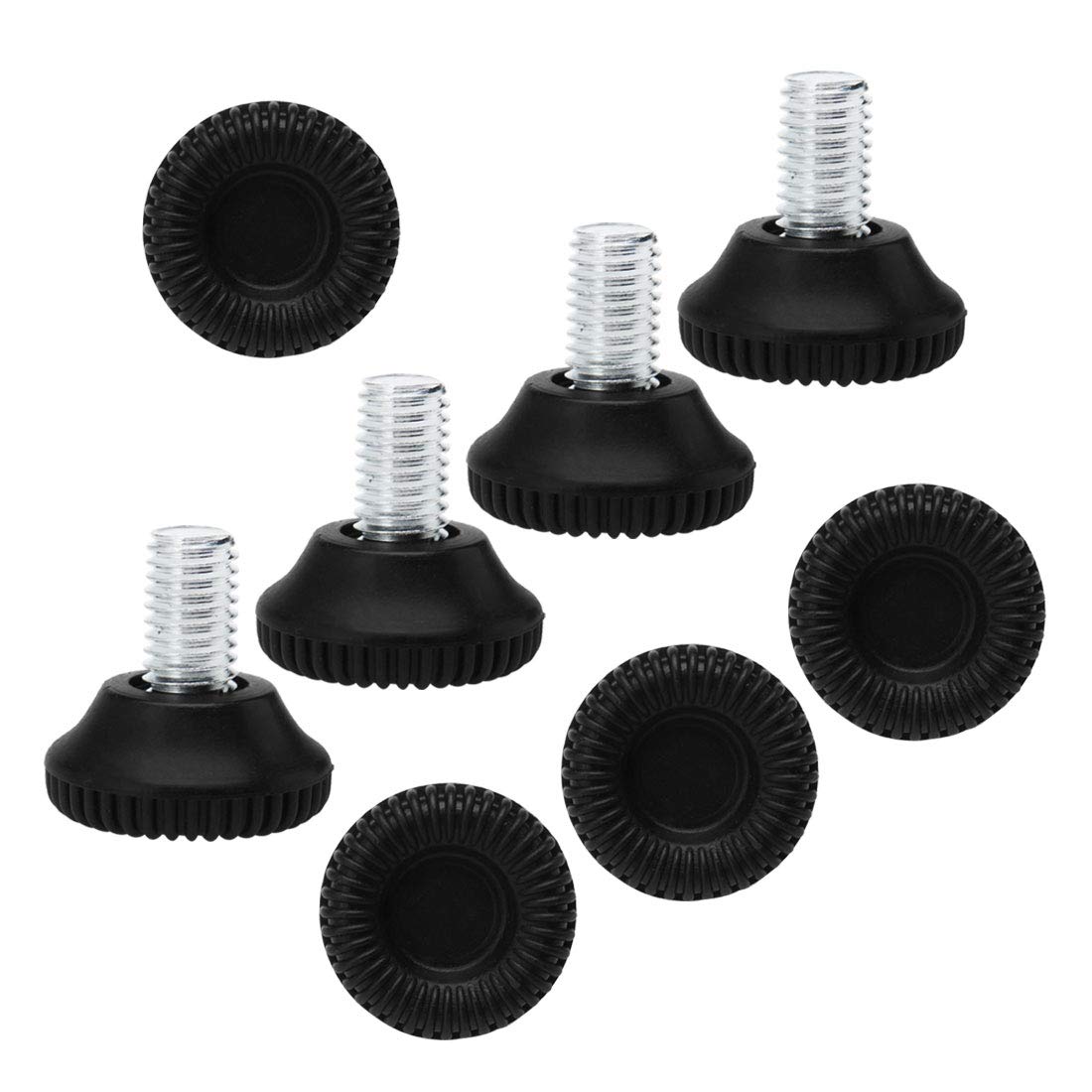 sourcingmap M10 x 15 x 30mm Leveling Feet Adjustable Leveler Floor Protector Cover Pad for House Furniture Desk Table Chair Leg 8 Pack