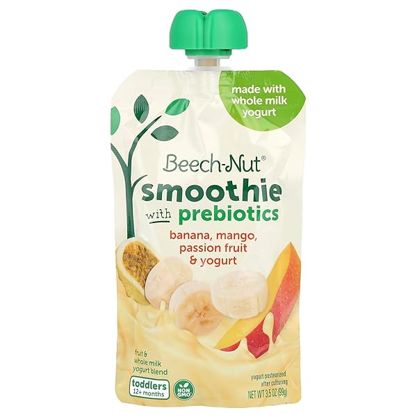 BEECH-NUT SMOOTHIE WITH PREBIOTICS, BANANA, MANGO, PASSION FRUIT & YOGURT, 3.5OZ POUCH