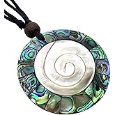 Swimmi Paua Abalone Necklace, Natural Mother of Pearl Necklace, Handmade Beads Seashell Necklace for Women, Jewelry CA193