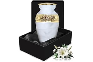 Solace Forever Small Urns for Human Ashes Keepsake - Keepsake Urn for Men and Women - Memorial Mini Urn - Miniature Remembrance Urn (White, Small)
