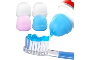 4 Pack Self-Closing Toothpaste Caps, Silicone Lid No Mess Toothpaste Dispenser, Self-Standing Easy Squeezer Cap, Bathroom Acc