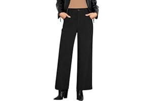 GRAPENT Corduroy Wide Leg Pants Woman High Waisted Fall Business Casual Elastic Waist Loose Trendy Trousers with Pockets
