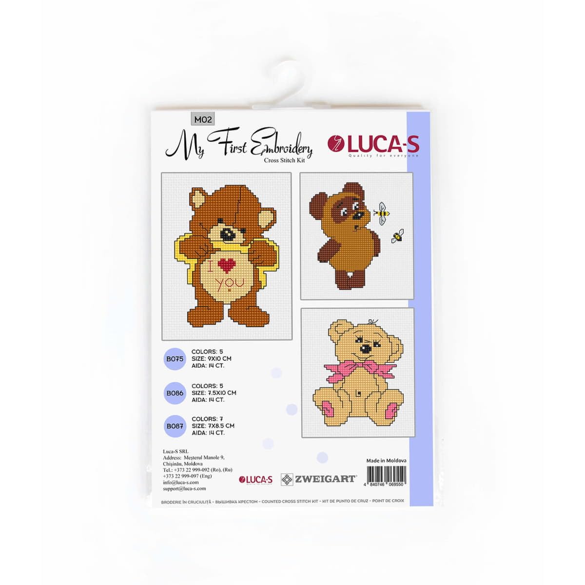 Cross Stitch Kit for Beginners Luca-S - My First Embroidery M02