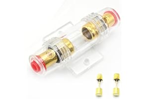 Hoypeyfiy Inline AGU Fuse Holder with Two 60A AGU Fuses in Series, Suitable for 4-10 AWG Wires, 6 and 8 Gauge Wires, Used in 