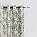 jinchan Linen Curtains for Living Room, Blue Floral Paisley Patterned Curtains 96 Inch Length, Light Filtering Ikat Drapes for Bedroom, Vintage Farmhouse Window Treatments, Grommet Top 2 Panels, Blue