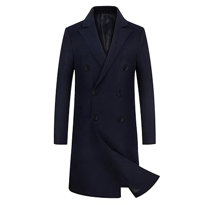 iCKER Mens Winter Wool Blend Trench Coat Overcoat Kuwait Ubuy