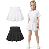 BOOPH 2 Pack Little Girls Athletic Uniform Skorts French Tennis Golf Skirts with Shorts for Toddler