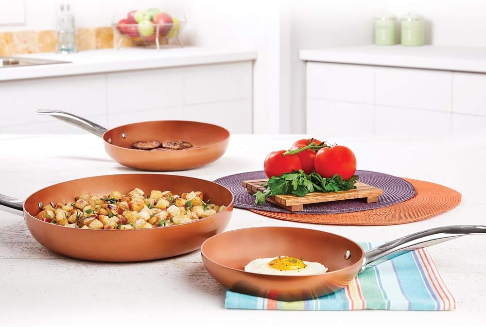 Copper CHef 3-Piece Non-Stick Fry Pan Set, 8 Inch, 10 Inch, and 12 Inch: Kitchen & Dining